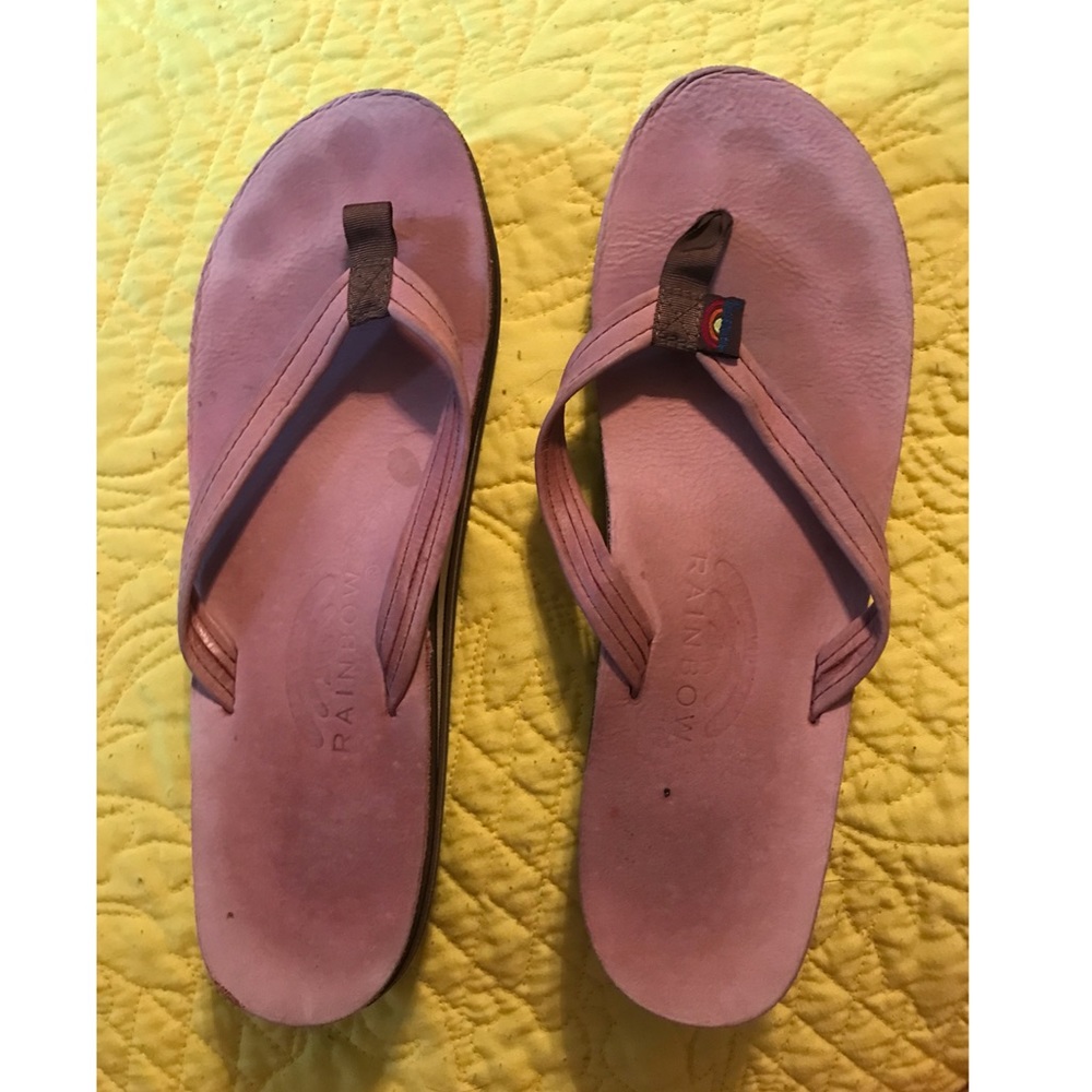 Pink Leather Double Stack Thin Strap Rainbows